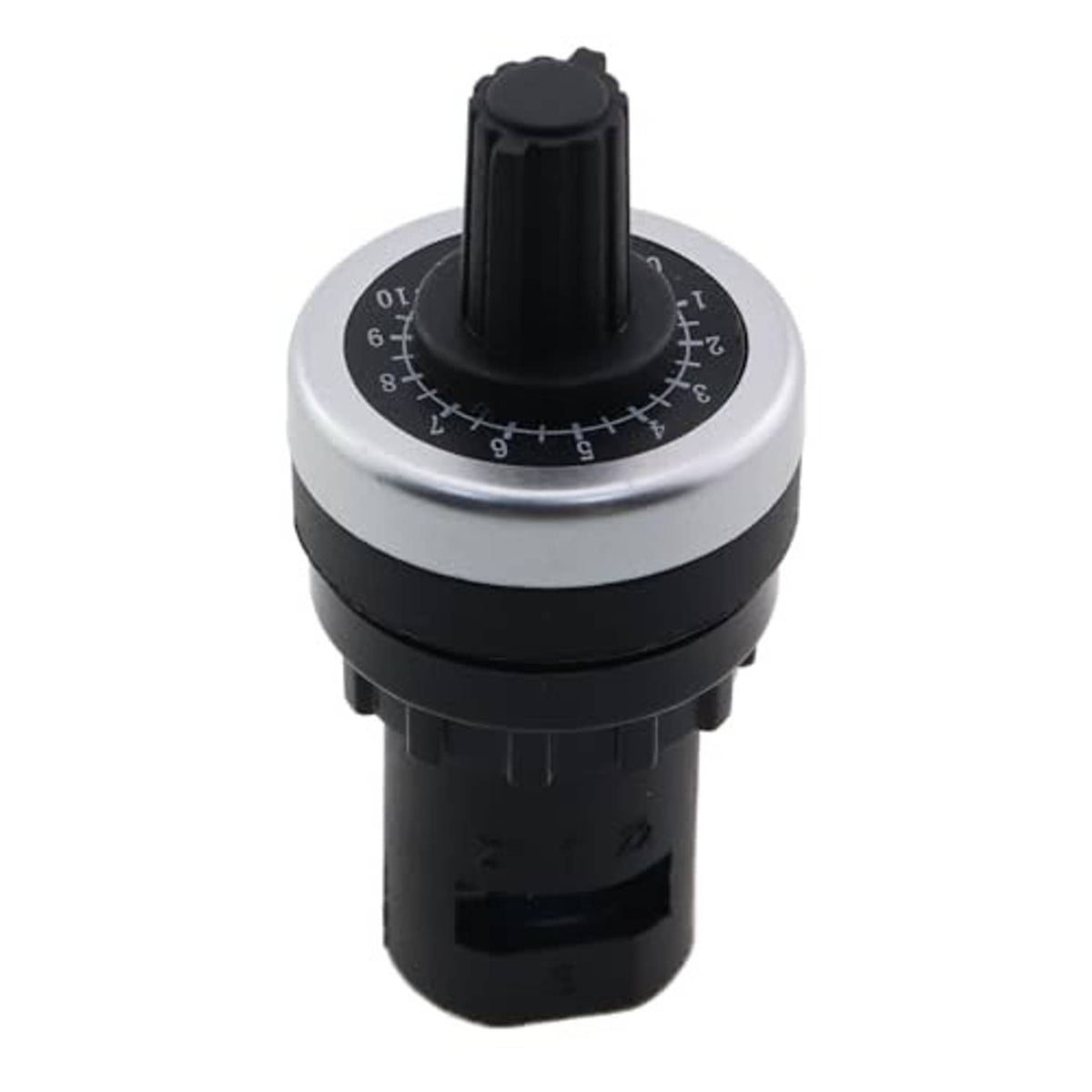 Speed controller potentiometer with black ridged knob and silver front dial scale