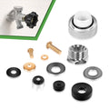Wall hydrant repair kit with metal parts, washers, o-rings, and screws