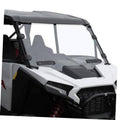Vented full windshield for UTV, clear tinted panels with black mounting hardware