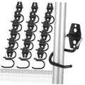 18-pack wall-mount broom holders with black rubber-coated metal S hooks