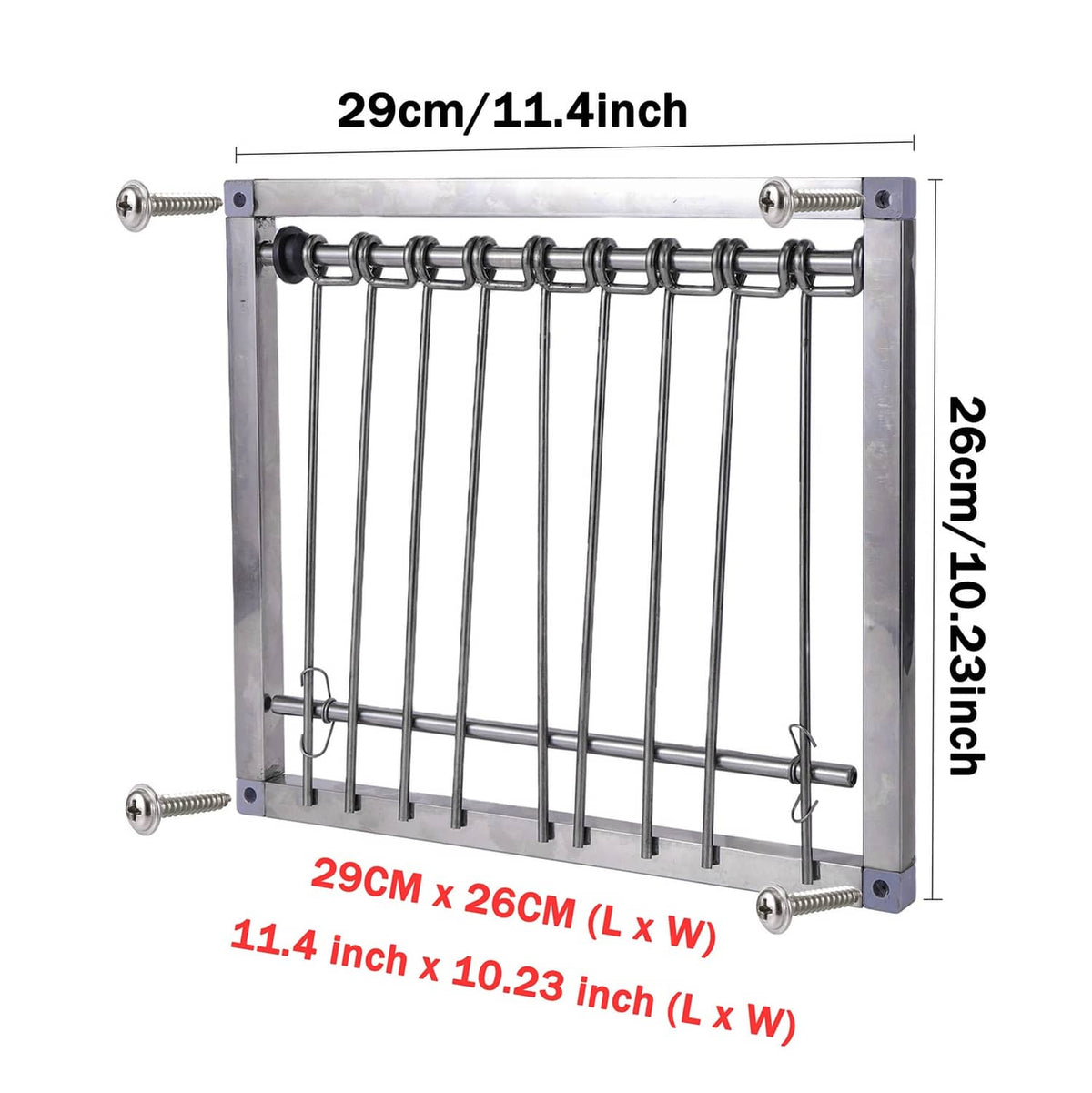 Stainless steel pigeon trap frame, 29 x 26 cm wire bar grid and door latch