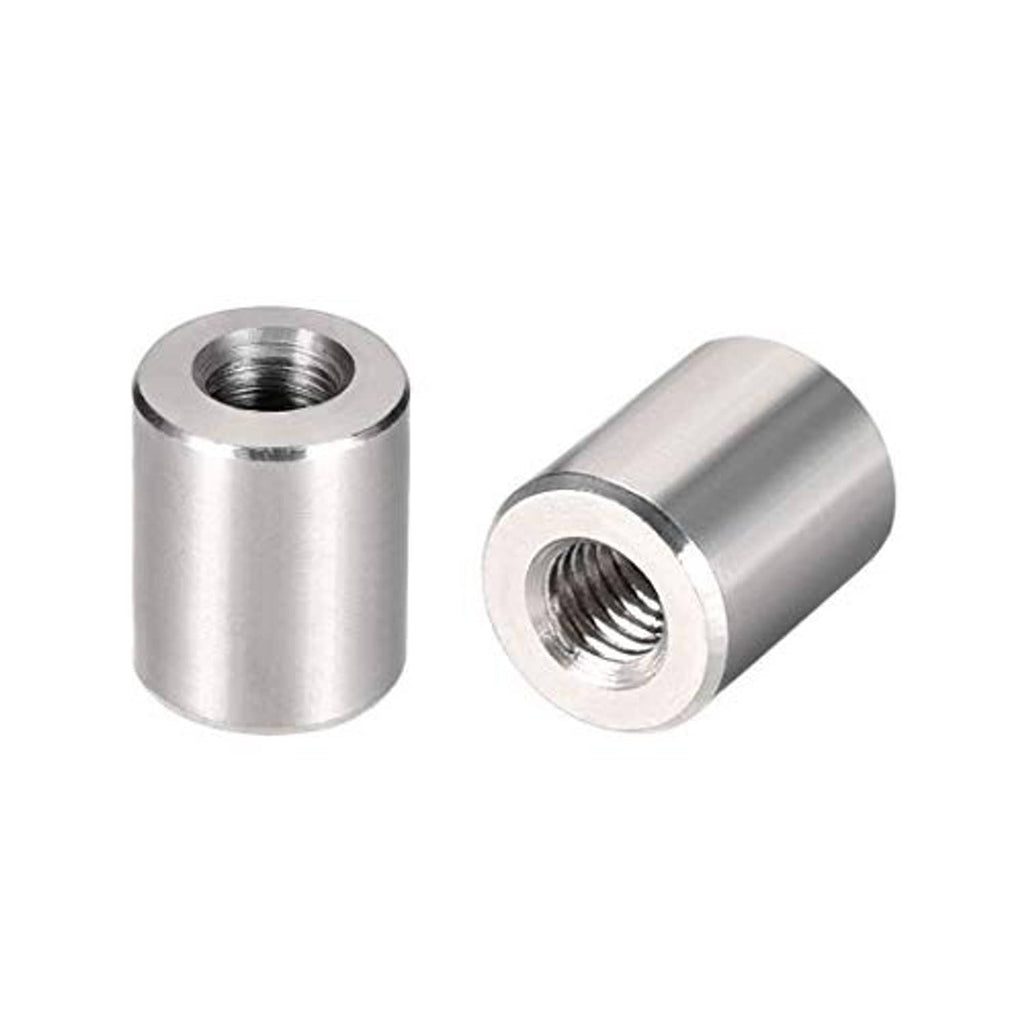 Stainless steel M4 coupling nuts, round cylinders with internal thread