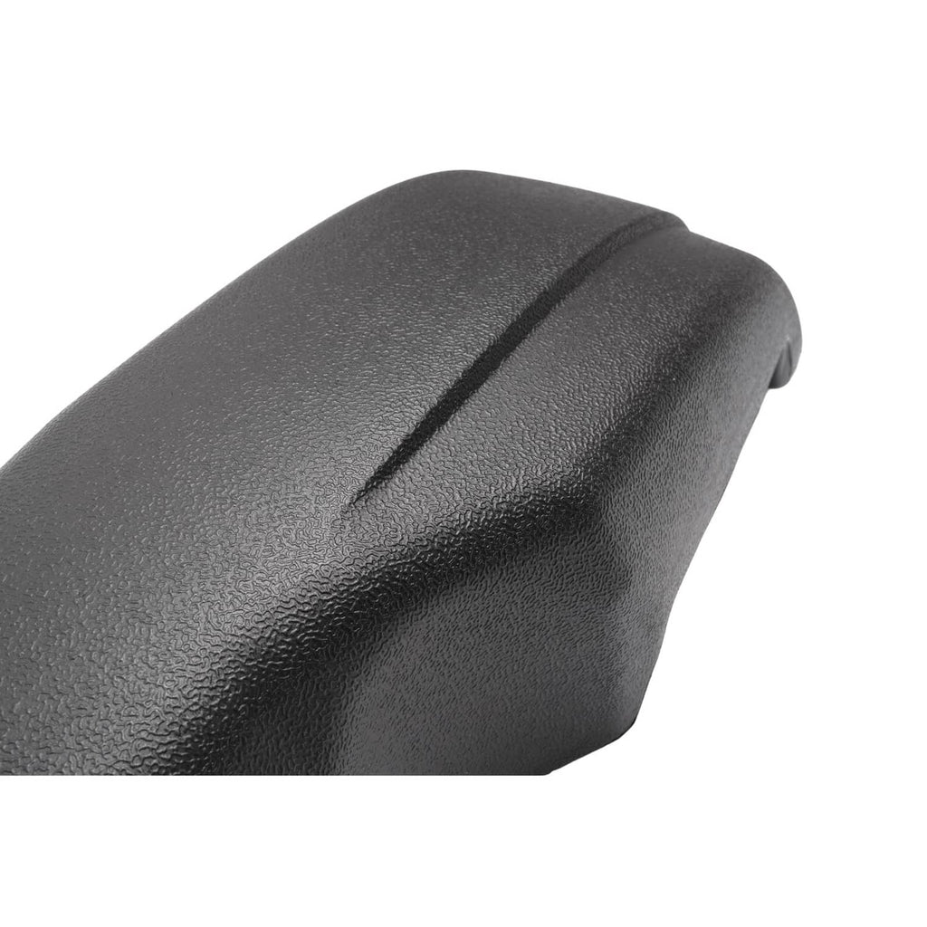Dark gray bumper surface detail with textured finish and curved top