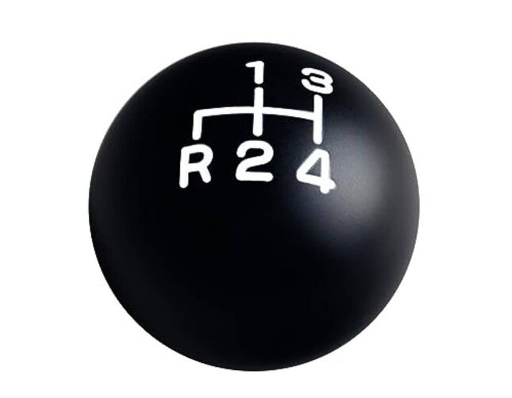 Black shift knob showing white R,2,4 and 3 gear position markings