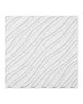 Matte white PVC 3D wave wall panel with wavy ridged texture, square tile.