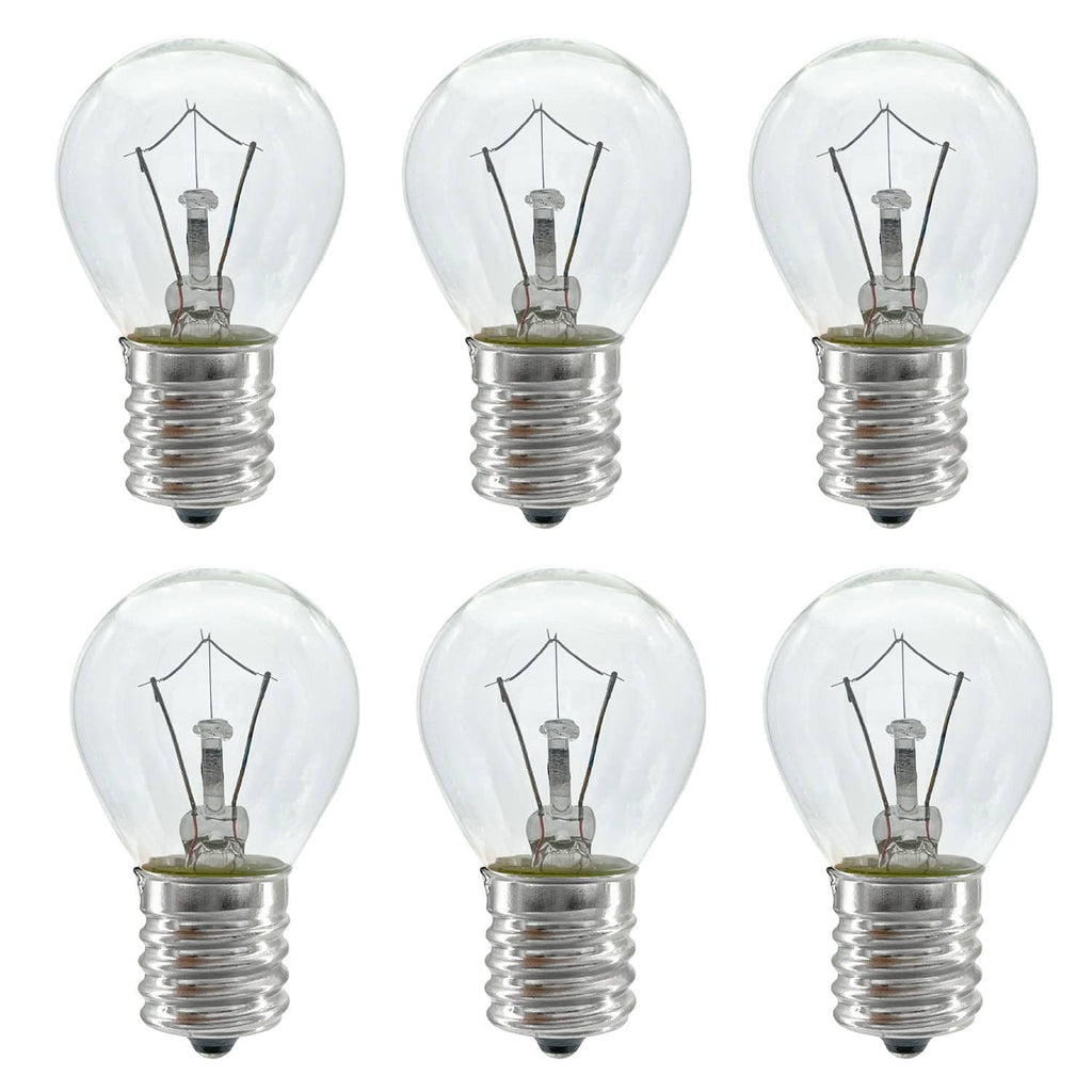 Set of six clear glass lava lamp bulbs with metal screw base