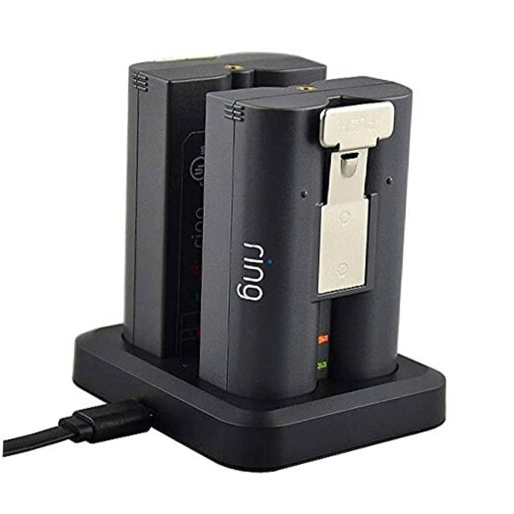 Dual battery charging dock with two bays and micro USB cable