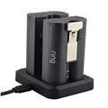 Dual battery charging dock with two bays and micro USB cable