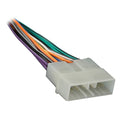 Car radio wiring harness with gray connector and multicolor speaker/power wires