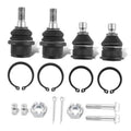 Set of four upper and lower ball joints with rubber boots, studs, and snap rings