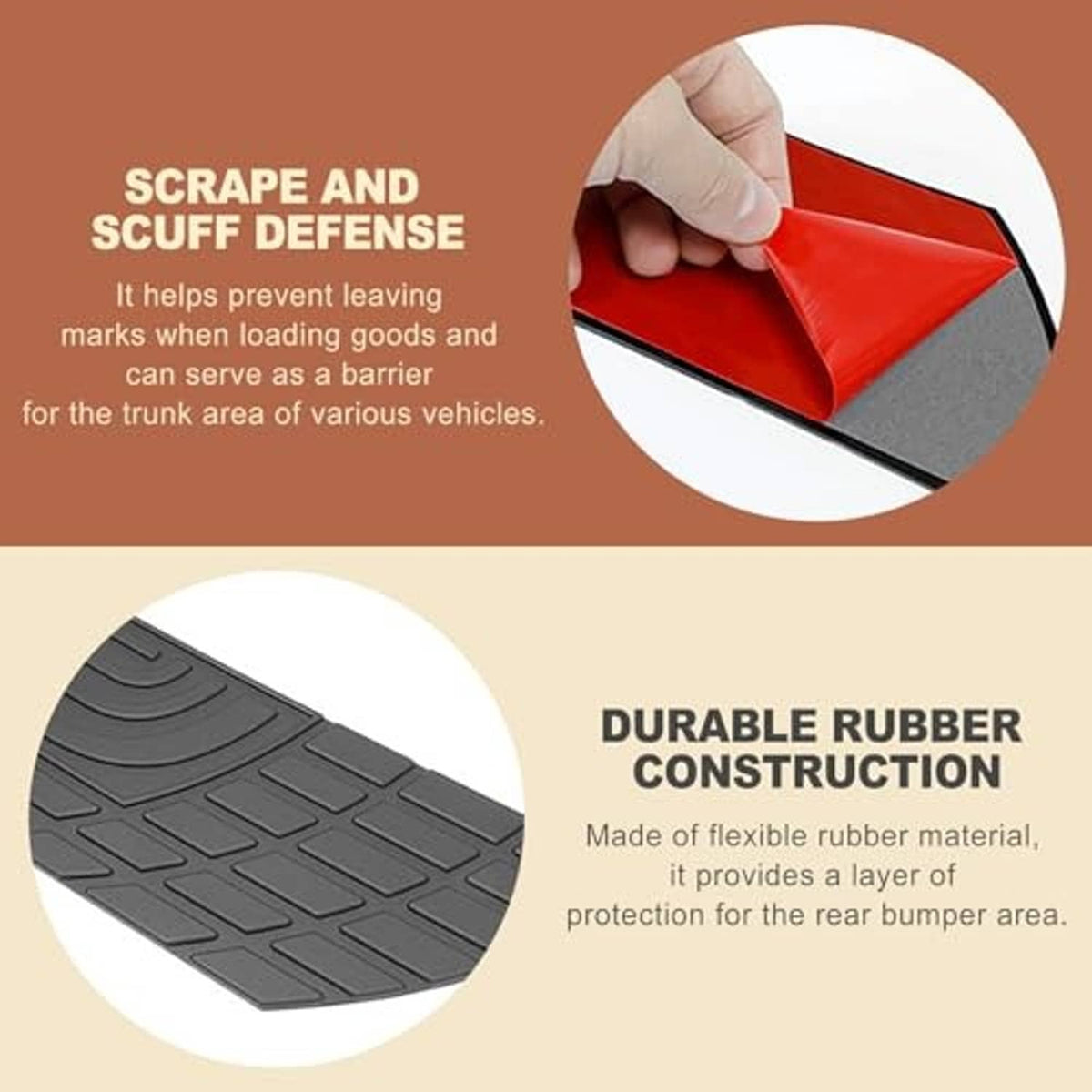 Gray-and-red protective rubber bumper film corner barrier with textured grip surface.