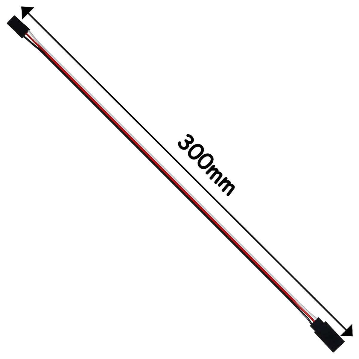 3-pin servo extension lead, 300mm length, black connector ends