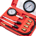 Petrol engine compression tester kit with red case and pressure gauge