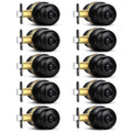 Matte black privacy door knob set, round knob with interior thumb-turn