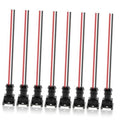 Fuel injector pigtail harness with black connectors and red/white wires
