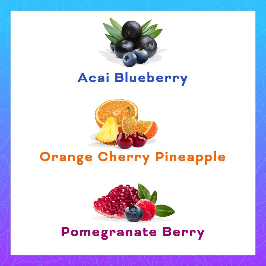Yerbaé Energy Seltzer variety pack with acai blueberry, orange cherry pineapple, pomegranate berry
