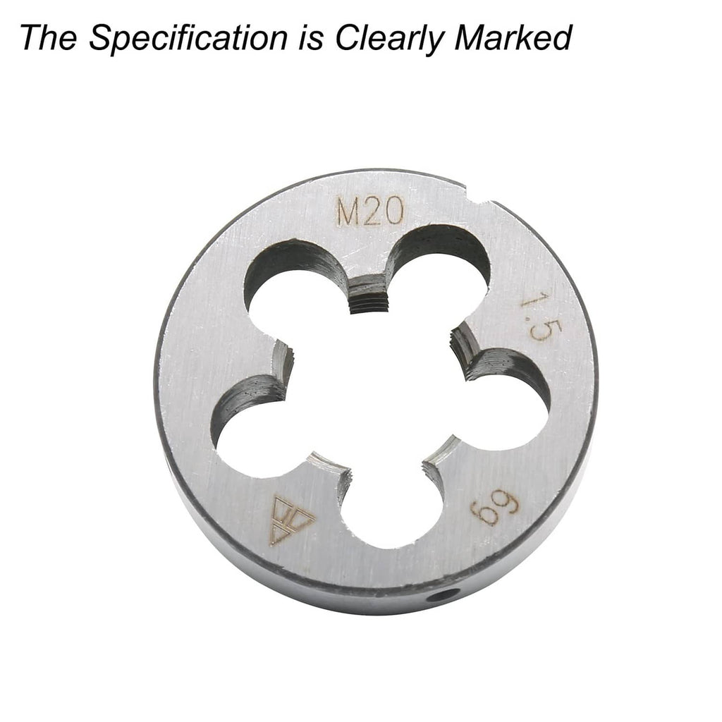 M20 thread die with four-lobed center and visible cutting slots in circular face