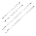 Set of T5 LED tubes with clear glass body and gold pin ends, mixed lengths
