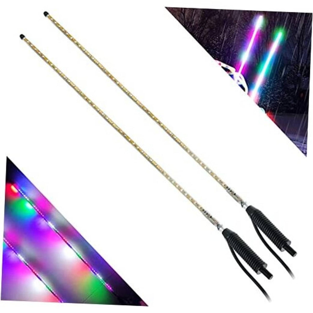 Pair of gold LED whip lights with black spring bases and cables