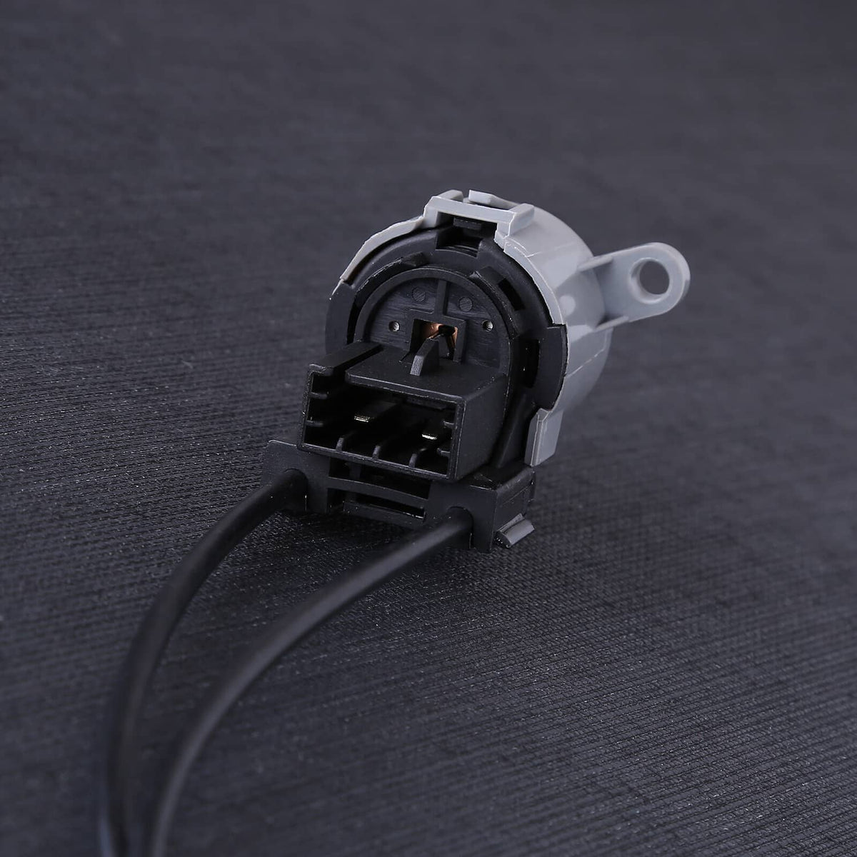 Close-up of HVAC mode control switch connector, gray housing with exposed contact cavity