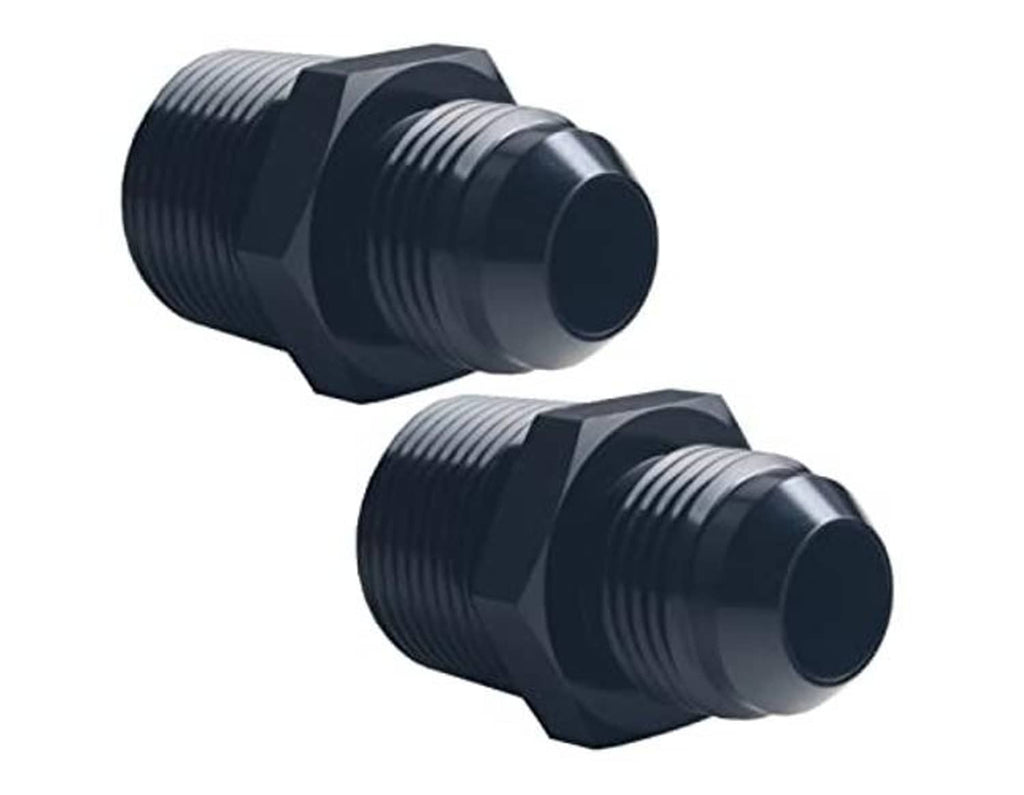 Black 10AN male to 3/4 NPT pipe fitting, pair of aluminum flare adapters