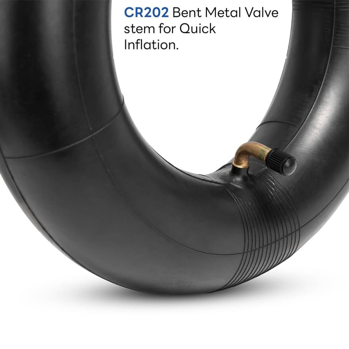 Black 90/65-6.5 inner tube with bent metal valve stem and gold valve