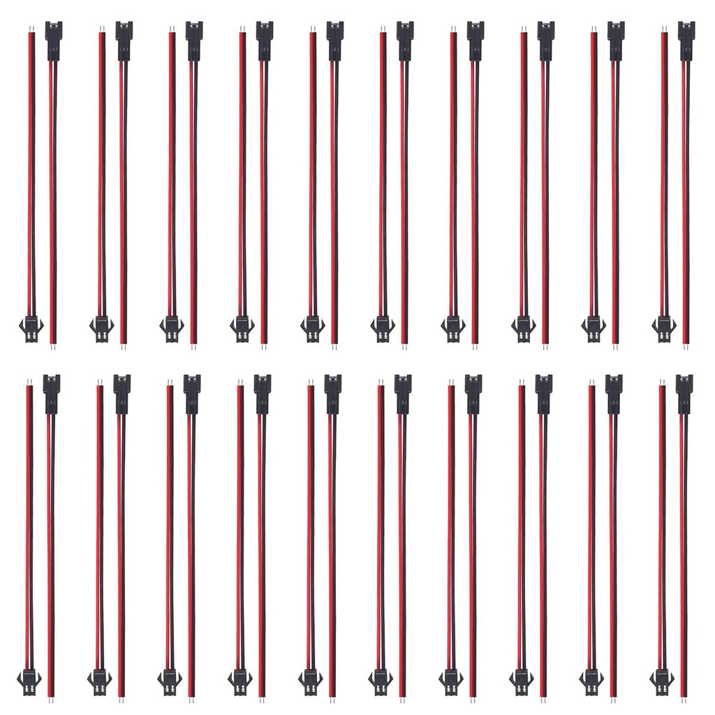 18 AWG JST SM 2-pin red/black wire cable set, 150 mm, male & female