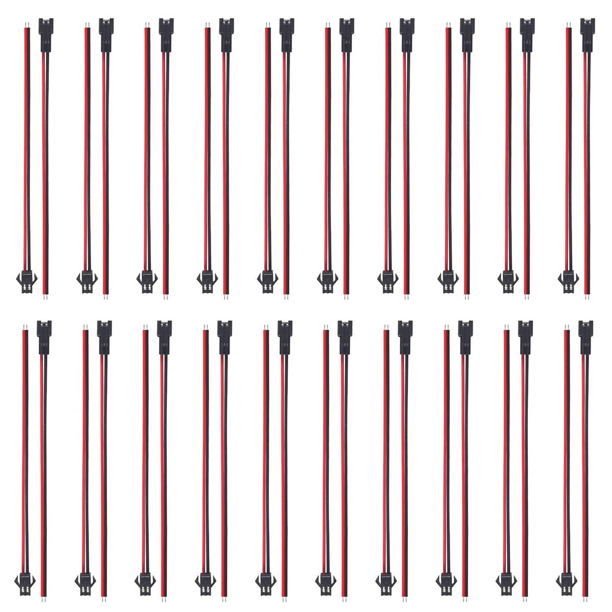 18 AWG JST SM 2-pin red/black wire cable set, 150 mm, male & female