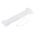 White polyester rope with tassel ends and snap-lock hang tag pins, 7.8 in