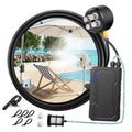 Black portable misting system with water pump, coiled hose, and multiple nozzle heads