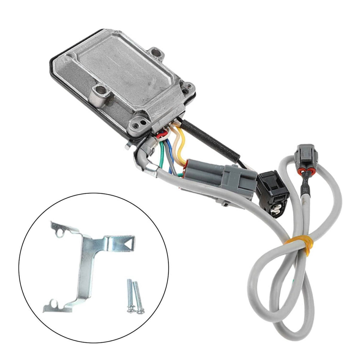 Ignition control module assembly with metal mounting bracket and bundled wire leads