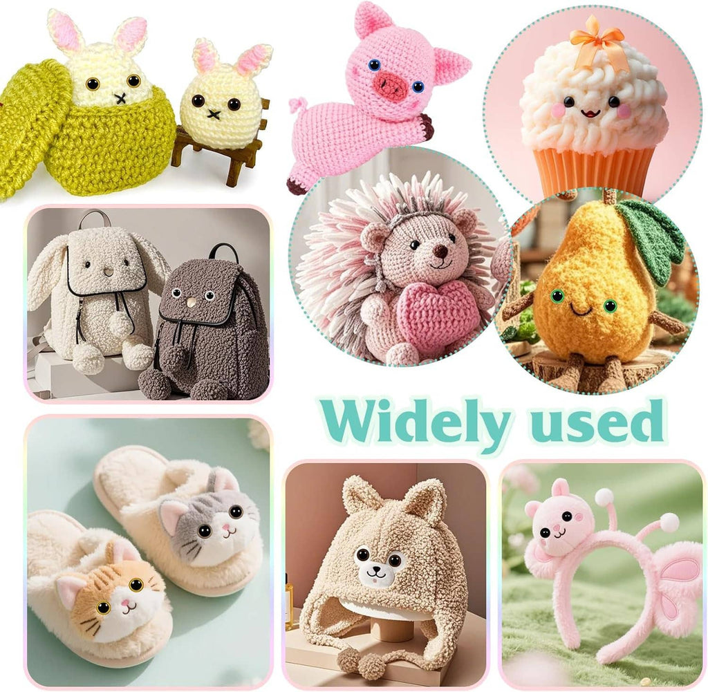 Plastic safety eyes used on crocheted and plush animals for craft projects
