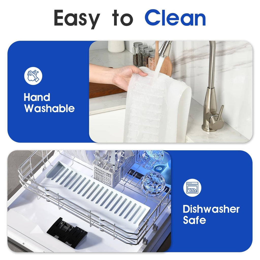 Transparent silicone sink edge protector in dishwasher rack for easy cleaning