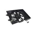Black radiator cooling fan assembly with motor and mounting frame