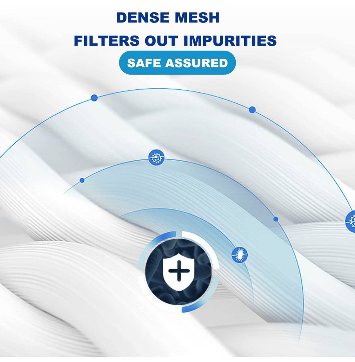 Pool skimmer sock pre-filter material, dense white pleated filter sleeve.