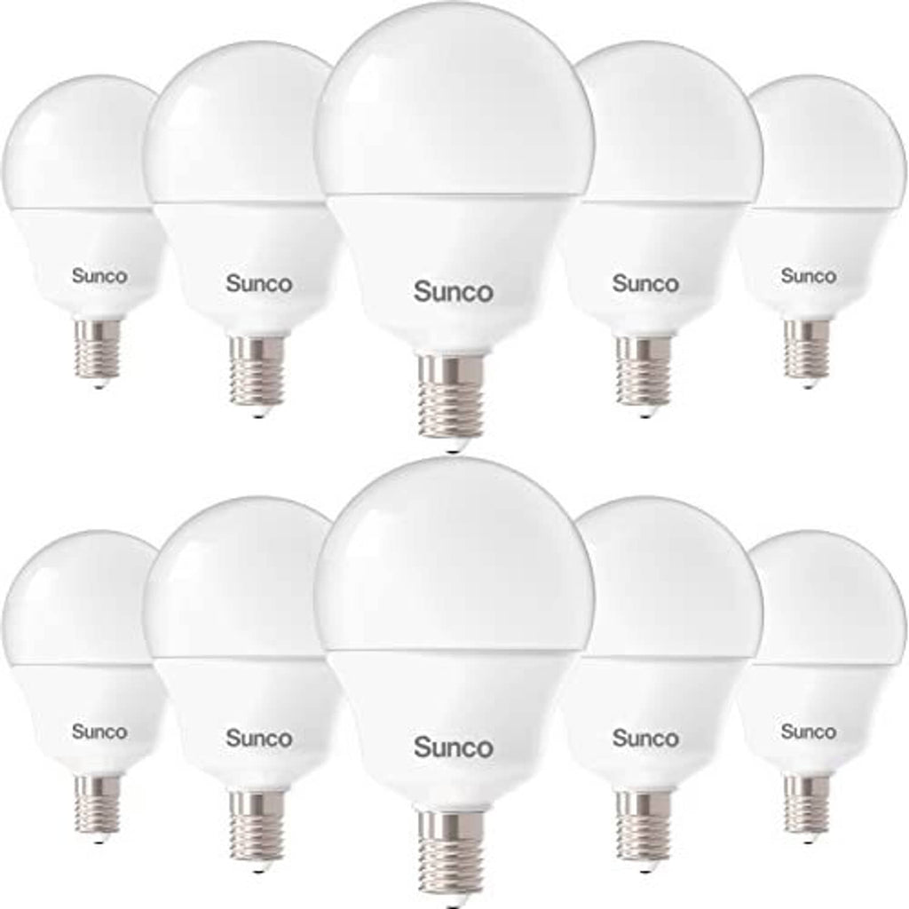 Set of 10 white candelabra LED bulbs with E12 screw bases