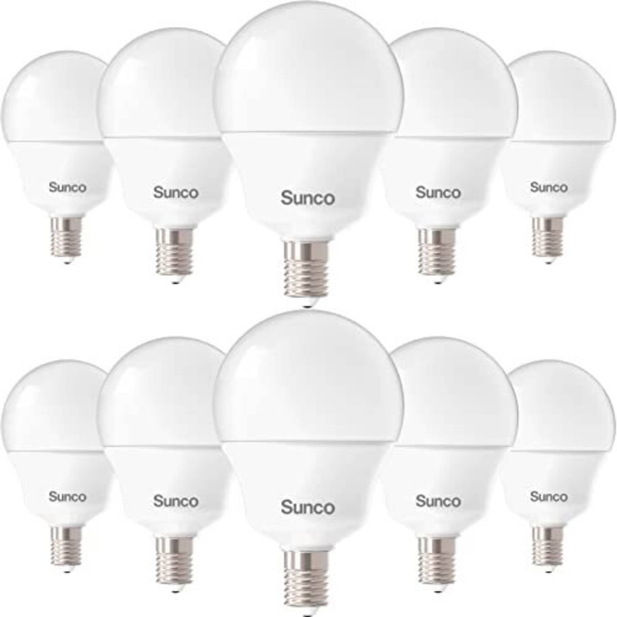 Set of 10 white candelabra LED bulbs with E12 screw bases