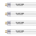 T5 LED tube set with metal end caps and gold pin base, white glass tube