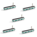 Linear slide potentiometer module, teal PCB with metal slider and pins