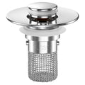 Stainless steel bathroom sink pop-up drain strainer with fine mesh filter basket