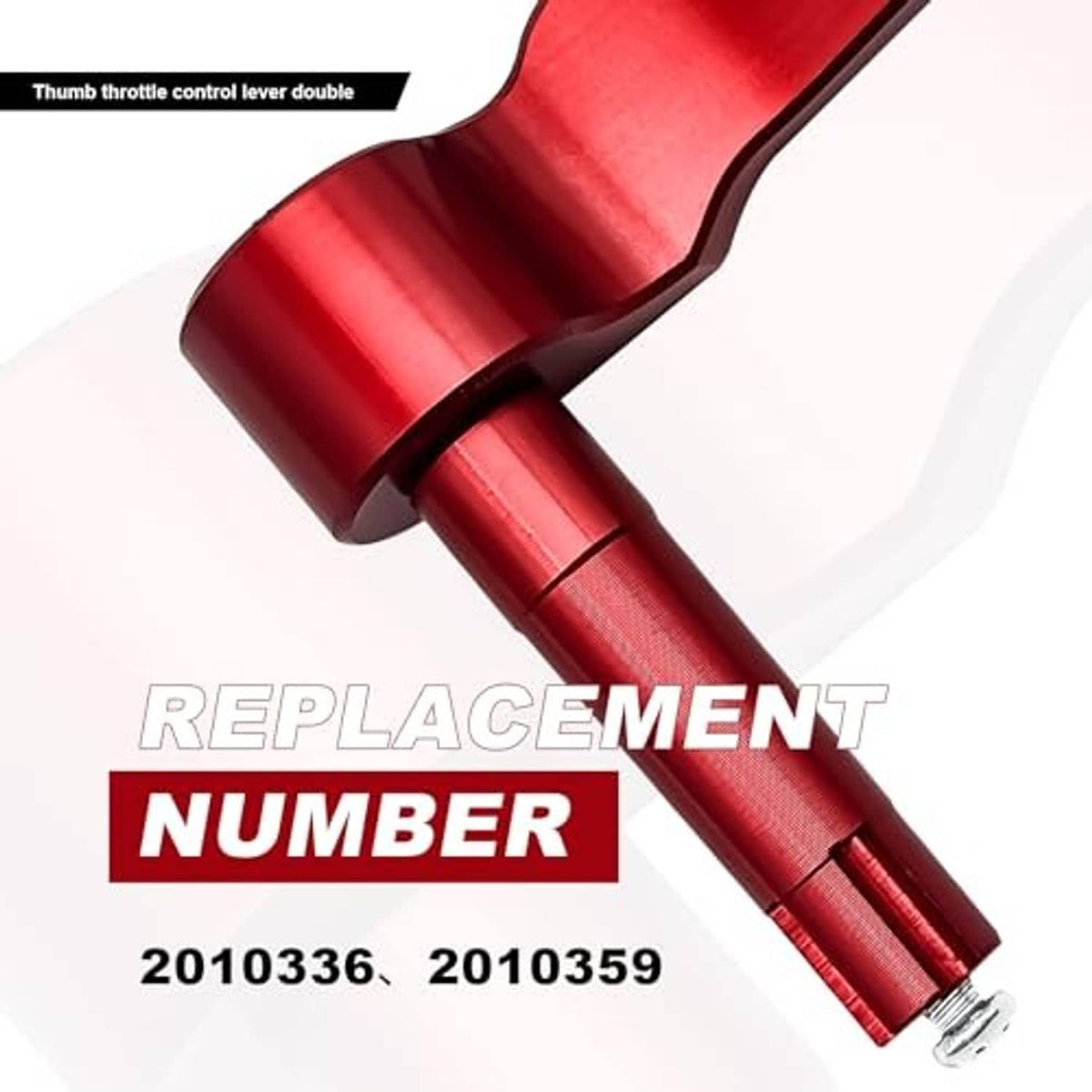 Red thumb throttle control lever close-up of grip and threaded mounting tip