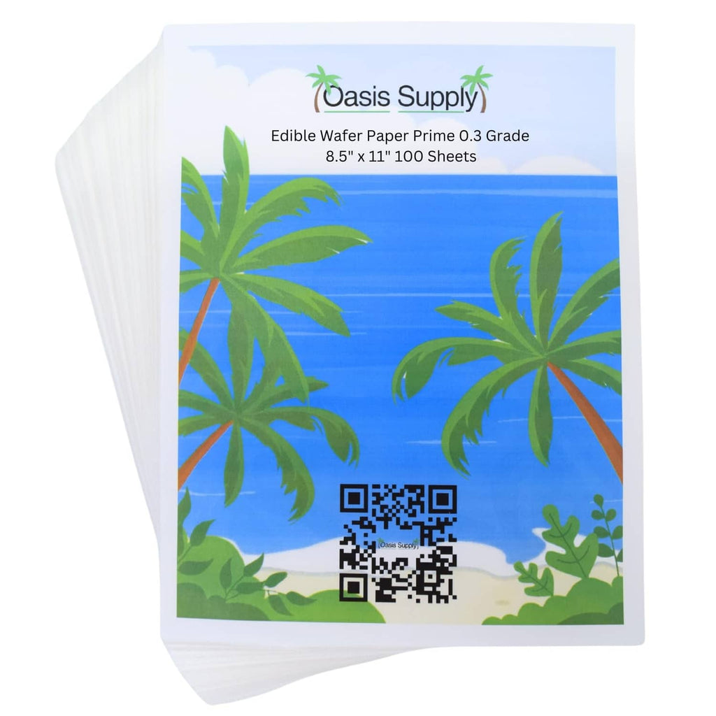 Edible wafer paper pack, Oasis Supply 8.5x11 sheets, tropical palm rectangle design