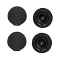 Black RV spare tire cover set with four round covers, front and rear views