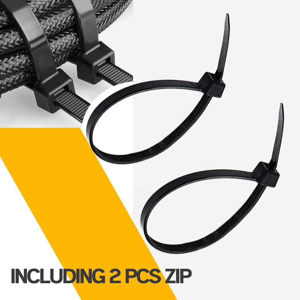 Two black zip-tie cable loops with braided wire bundle for alternator pigtail harness