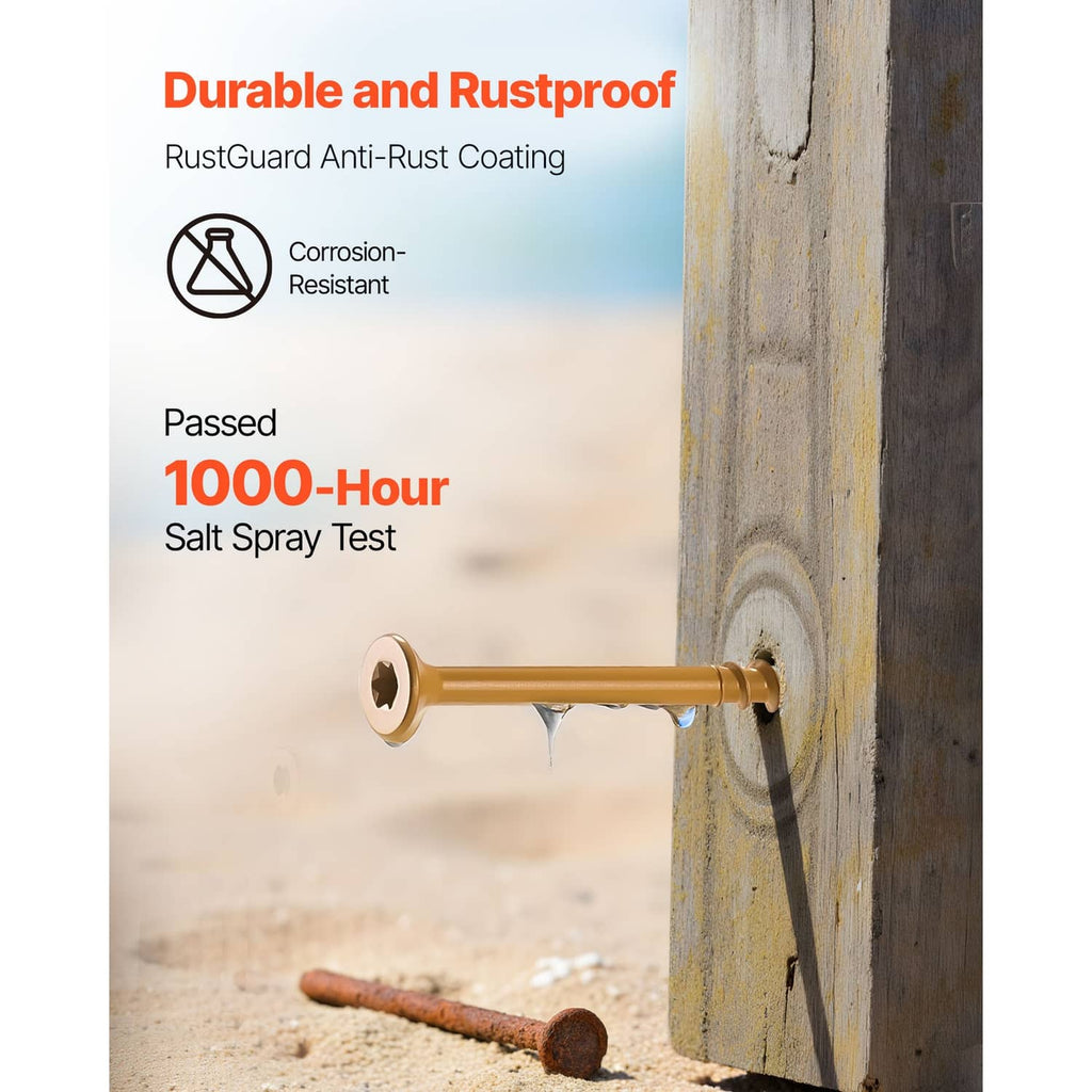 T25 Torx wood screw with anti-rust coating, installed into a wooden board
