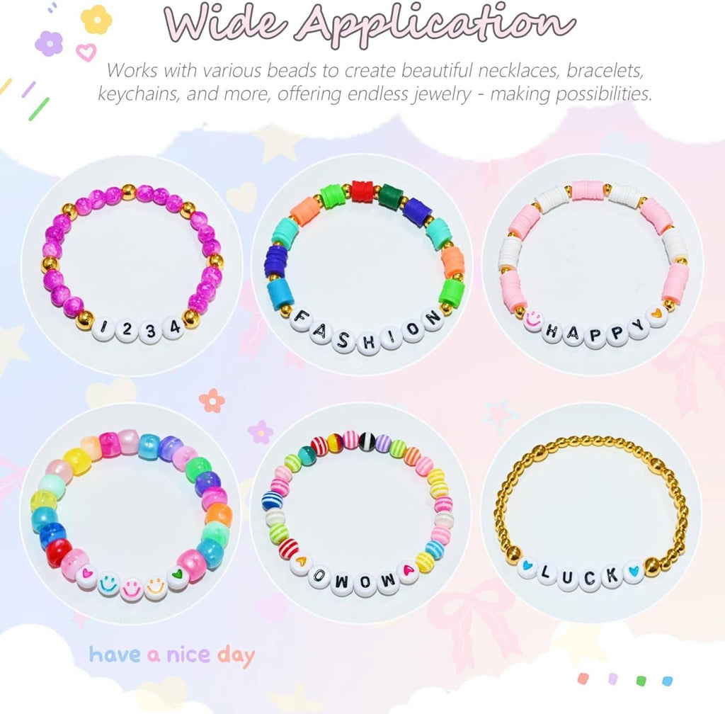Letter bead bracelets made from colorful alphabet beads for necklaces and keychains