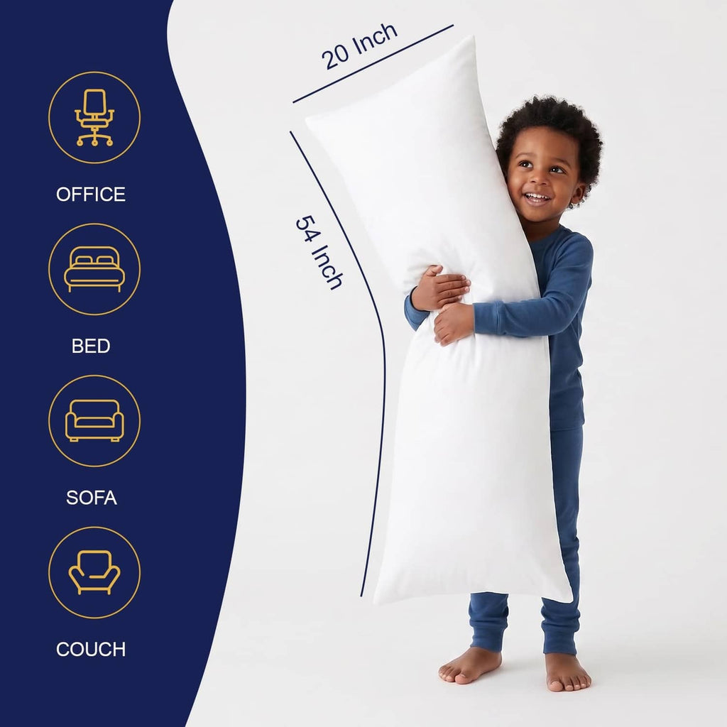 White body pillow insert insert, 20 x 54 inch, large full insert only