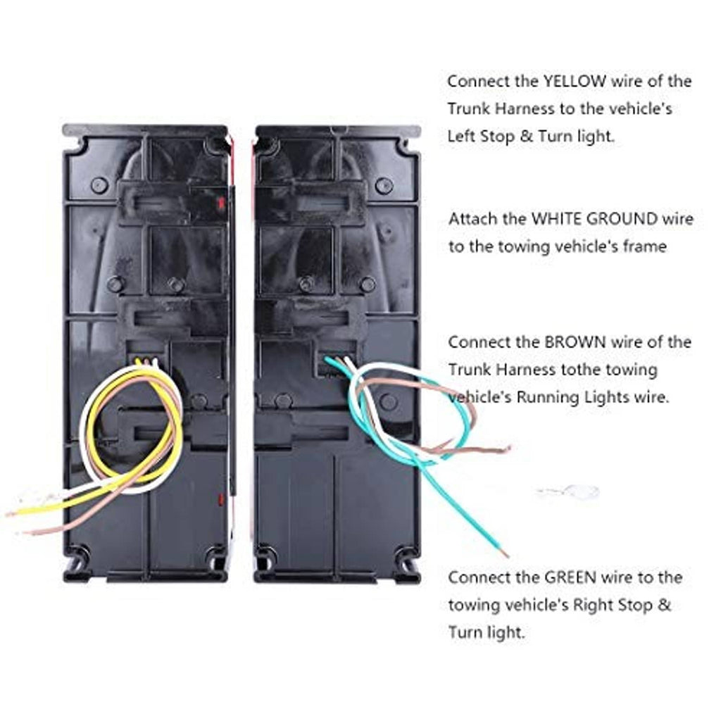 Black back housing pair for LED trailer lights with attached colored wiring leads