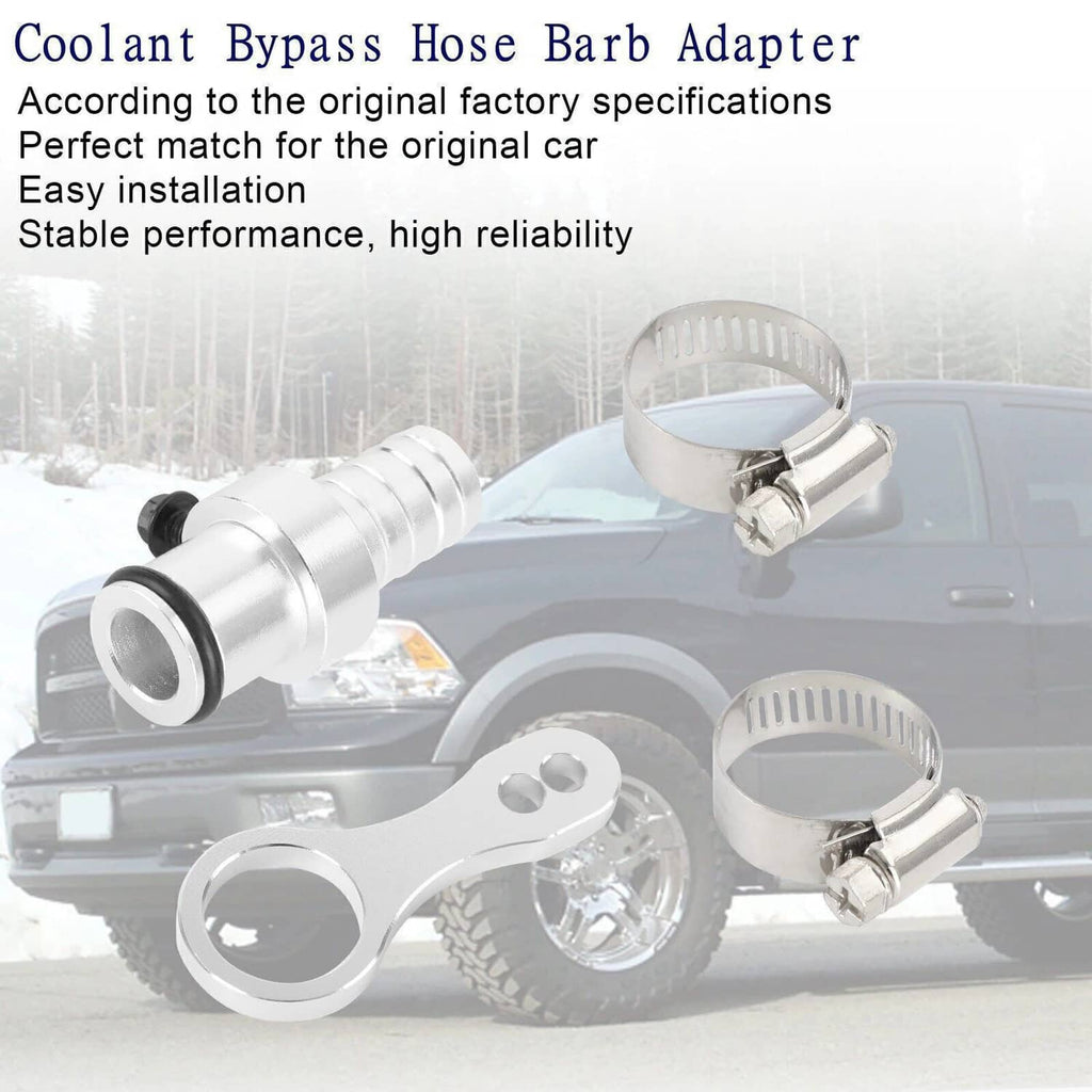 Silver hose barb adapter with hose clamp and U-shaped mounting bracket