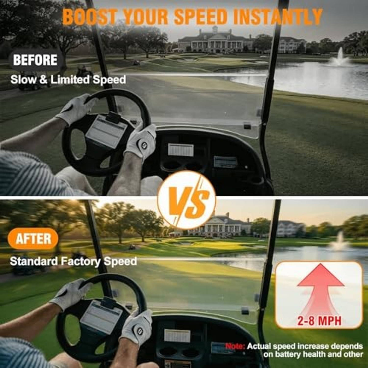 Speed sensor upgrade comparison graphic with 2–8 MPH callout